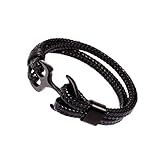 Cierre de ancla: como cierre se utiliza un ancla de acero inoxidable en color negro, en el que se envuelve el extremo de la pulsera de cuero. De esta forma, la pulsera de piel de ancla se ajusta firmemente. Exactamente como con un cortador correcto. Un cierre deslizante de acero inoxidable proporciona una sujeción adicional. Simplemente aprieta el cierre deslizante después de colocarlo firmemente en los brazos del ancla. De esta forma, su pulsera de cuero de ancla se ajusta cómodamente a su muñeca.