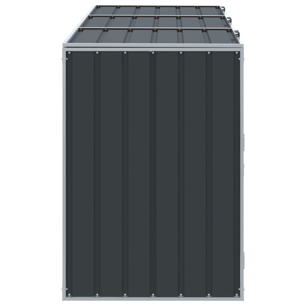 vidaXL Rangement à roulettes pour poubelles pour Deux bacs Acier, Rangement de poubelles, Rangement de poubelles de Jardin, Hangar à poubelles