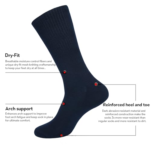 Image of 3 Pack Cotton Crew Socks for Womens Lightweight Casual Wear Business Socks, 6 to 9(WS1002-3NAV-3PK-6TO9)