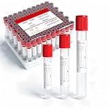 100 Pcs 10ml Plain Plastic Sample Tubes with Red Cap for Lab Use