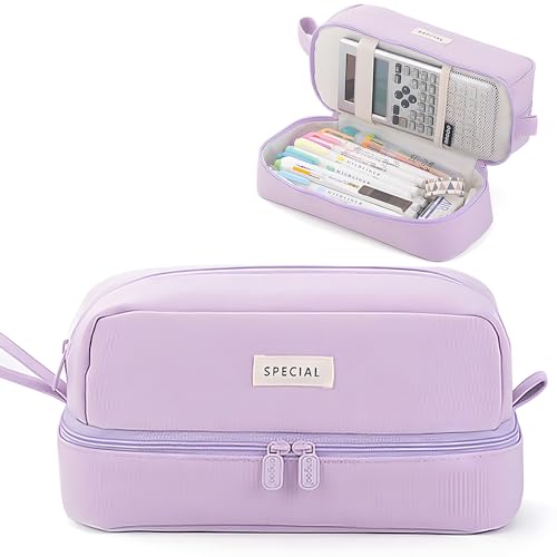 Image of MAMUNU Pencil Case Large Capacity, Pencil Case Aesthetic, Pencil Case Pen Pouch with Zipper Compartments Portable Handle, Pencil Pouch for School Office College Teen Girls Boys Adults Students