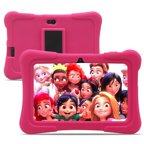 PRITOM Kids Tablets 7 inch, 32 GB, 512GB Expand, Perfect Size for Toddler Tablet, WiFi, Dual Camera, Education, Games, Children Tablet with Parental Control (Pink)
