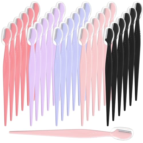 28個 アイブロウカミソリ、女性用多目的フェイスカミソリ、女性用ダーマプレーンカミソリ、精密カバー付き角質除去フェイシャルカミソリ、メンズレディースアイブロウシェイパートリマーシェーバー(マルチカラー)