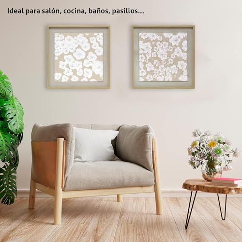 Miniatura 4 de La Fabrica Del Cuadro , Pareja De Cuadros Decorativos Artesanales Pintados A Mano, Cuadros Decoración Para Salón Y Diferentes Estancias. Pareja Flores