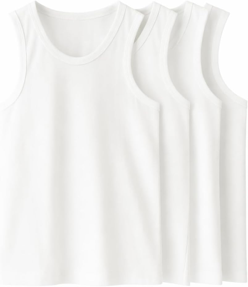 4-Pack Toddler Tank Tops for Boys Girls Super Soft Breathable Cotton Undershirts Unisex Premium Essential Tanks