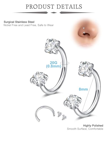 QWALIT Titanium Flat Back Helix Cartilage Earring Horseshoe Nose Ring Piercing Taper Threadless Jewelry Changing Tool Internal Threaded Piercing Taper Insertion Threader Tool Labret Jewelry Lip Studs2