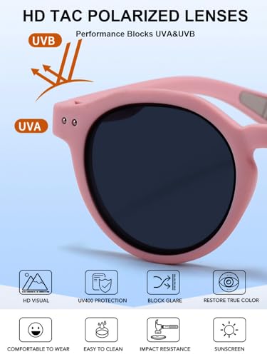 Mirkcittle Polarized Kids Sunglasses for Girls Boys, TPEE Rubber Flexible Frame for Children Age 2-8，100% UV Protection3