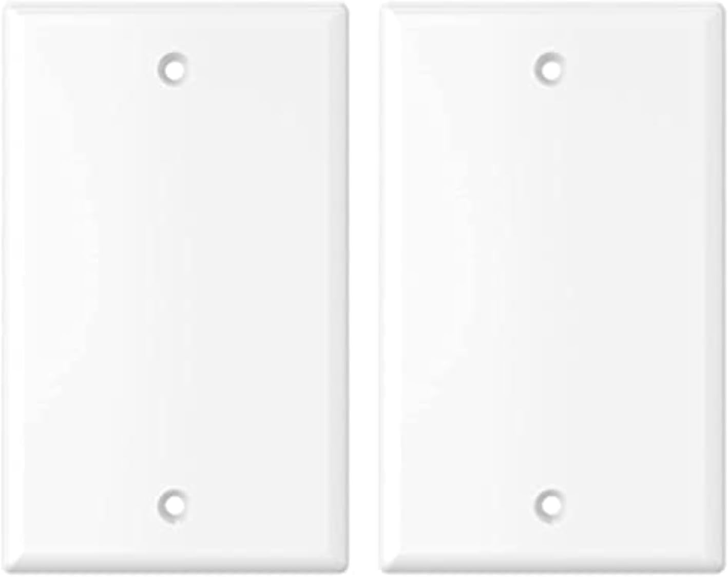 RiteAV No Device Wall Plate, Blank Receptacle Outlet Cover, Electric Plug Cover, Standard-Sized 1-Gang - White (10 Pack)
