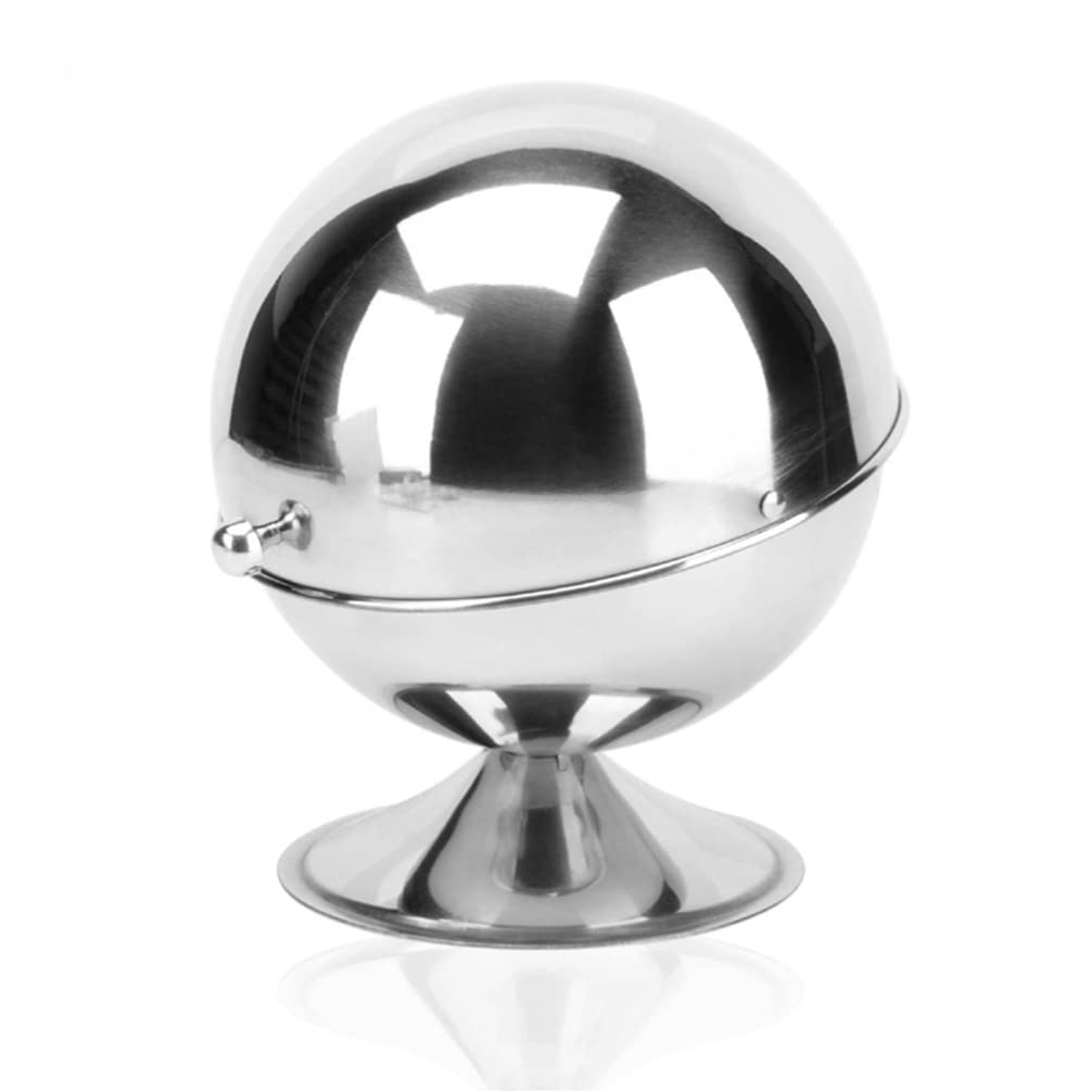 DOITOOL Coffee Containers Sugar Bowl with Roll Stainless Steel Sugar Bowl Spherical Candy Jar Seasoning Condiment Container Salt Cellar Organizer for Kitchen Candy Dispenser