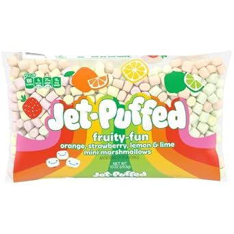 Jet-Puffed Fruity Fun Mallow | 2-Pack | Orange, Strawberry, Lemon and Lime Miniture Marshmallows | 10 Ounce Bag | By GreenZep