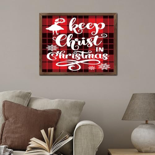 Panneau mural chrétien Keep Christ in Christmas cadre bois - 5