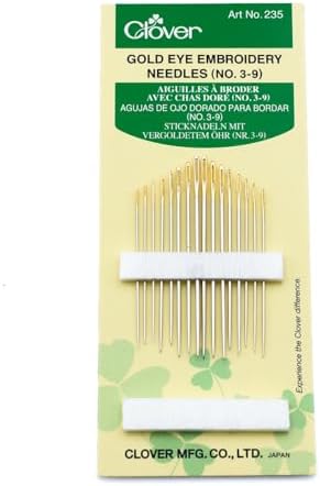 Clover Gold Eye Embroidery Needles Size 3-9 Nähnadel, Legierter Stahl, Mehrfarbig, Each, 16