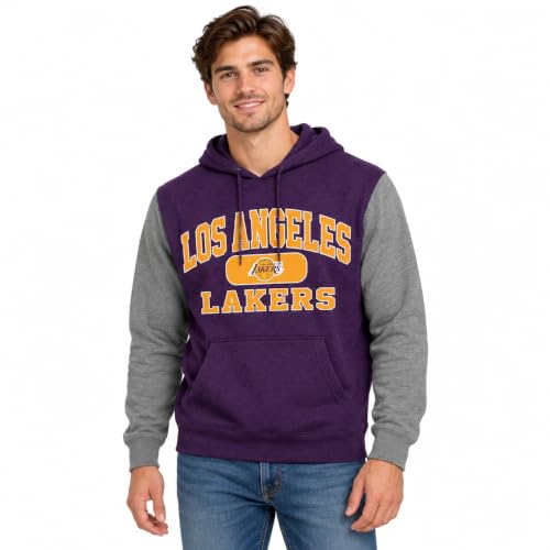 Blue 84 Los Angeles Lakers NBA Officially Licensed Colorblock Hooded Sweatshirt Applique, Small