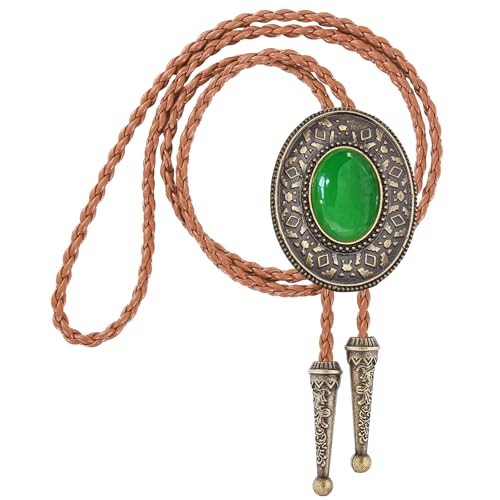 Image of GelConnie Native American Bolo Tie Rodeo Cowboy Leather Necktie Western Necklace Costume Accessories for Men,Women