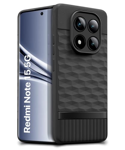 Image of WOW IMAGINE Back Cover for Mi Redmi Note 15 5G 2025 | Poco M8 5G with Hexa Cube Design | Slim Soft Rubberised Case | Inner Velvet Fabric | Silicone Flexible Mobile Case | Camera Protection - Black