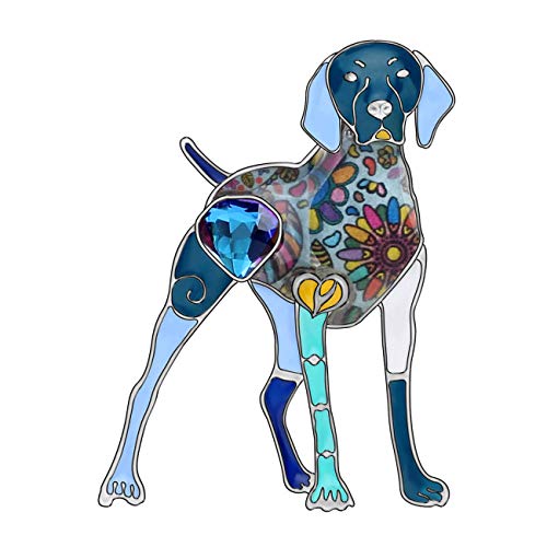 Image of WEVENI Enamel Alloy Rhinestone Great Dane Dog Brooch Pins Scarf Suit Dress Jewelry Gifts for Women Lady Girl (Blue)