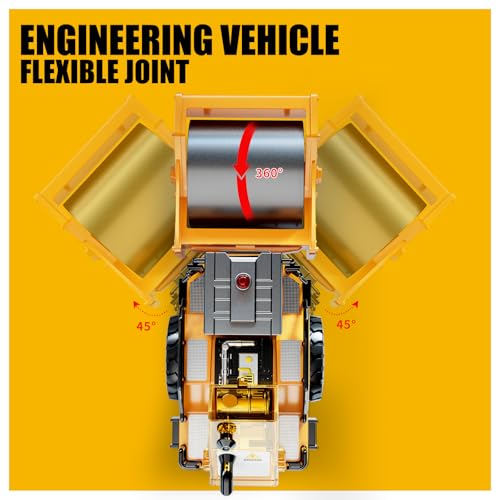 Pupu Pig Kids Metal Construction Toys - Steam Roller, Upgraded Construction Vehicle with Lights and Sounds, Die-Cast Model Toy Car, Road Roller Toy for Boys Girls Toddlers Kids Gift, Ages 3+, Yellow by Pupu Pig - Image 3