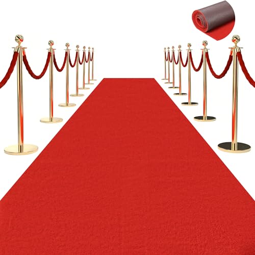 aleawol Roter Teppich Läufer 300 × 90 cm Rutschfester Red Carpet mit Gummirücken VIP Event Rot Teppich Extra Dick für Hochzeit Weihnachten Erntedankfest Outdoor Zubehör Hochzeit Party Flur