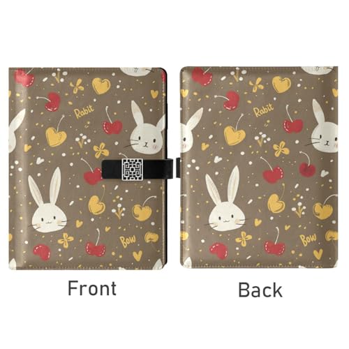 Carnet de notes en cuir de cerise avec gaufrage lapin traditionnel