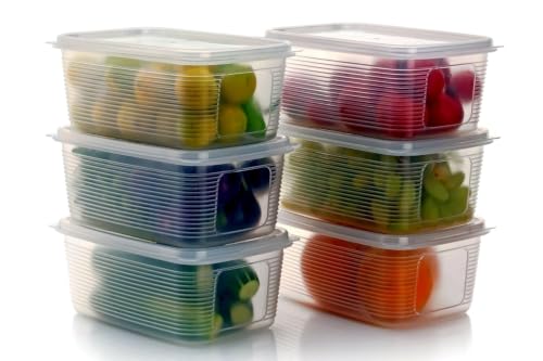 Image of HomeWiz Fridge Storage Containers 1400ml x6 | Air Tight Storage Container Set | Fridge Organiser Storage Boxes |Food Grade BPA-Free Plastic Containers |Stackable, Transparent, for Fruits & Vegetables