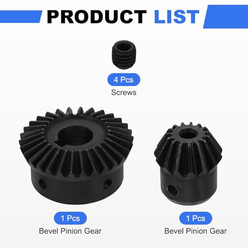 Image of uxcell 2Pcs Tapered Bevel Gears Set, 1.5 Mod 1:2 (15T /30T) Harden Steel Straight Bevel Gear, 90 Degree Steering Motor Gears, (5 /14mm Shaft Hole with Keyway)