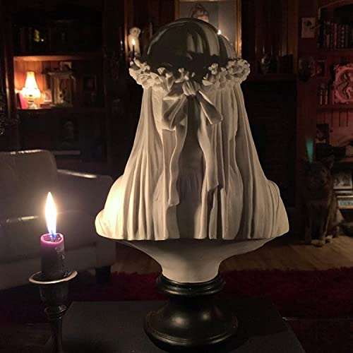 Enrotar Veiled Lady Bust, 9.8 Inch Maiden Bust Gothic Statue Handmade Sculpture Veiled Lady Cloaked Woman Home Decor Living Room Art Collection Decorative Objects thumb #2