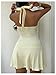 Floerns Women's Summer Halter Dress Sleeveless Deep V Neck Ruffle Hem Beach A Line Mini Dress Yellow Small