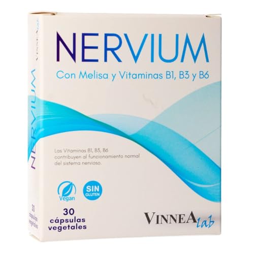 Nervium 30 cápsulas – Triptófano + Melisa + Azahar + Tila + Romero + Vitaminas B1, B6 y Niacina – Bienestar emocional y nervioso – VINNEA LAB