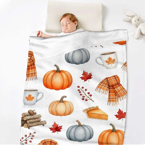 MQAUZK Autumn Vibe Cozy Fleece Throw Blanket for Couch Pumpkin
