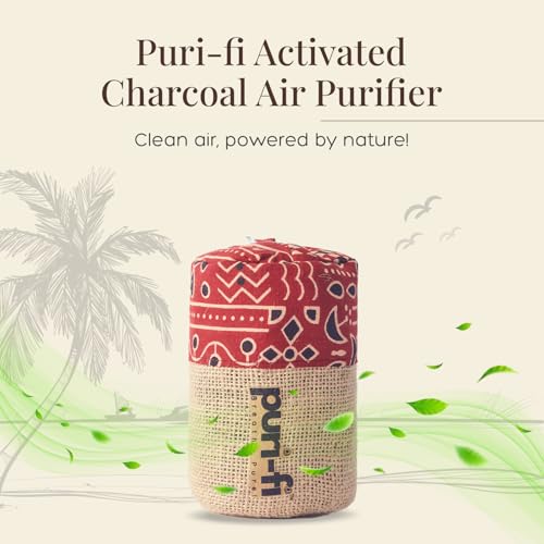 Image of Activated Charcoal Air Purifier, Non-Electric, Coconut Shell Charcoal, Odor & Moisture Absorber, Air Freshener for Home, Car, Reusable & Long-Lasting, 250 Gm (Rustic Red)