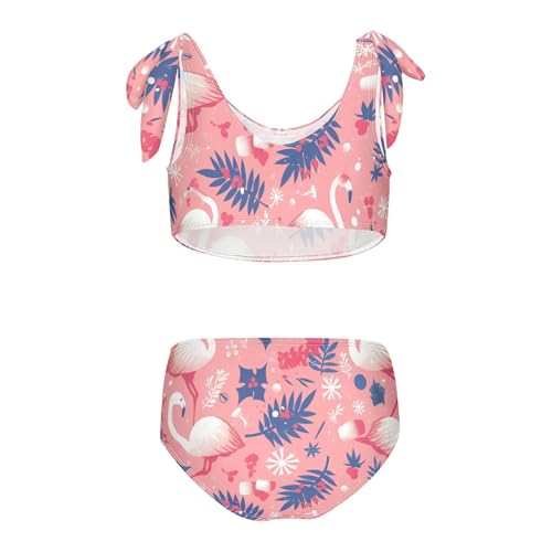 Flamingo Christmas Pink Girls Two Piece Kids Bikini Set Beach Swimsuit Swimming Suits Cute Shoulder Strap2