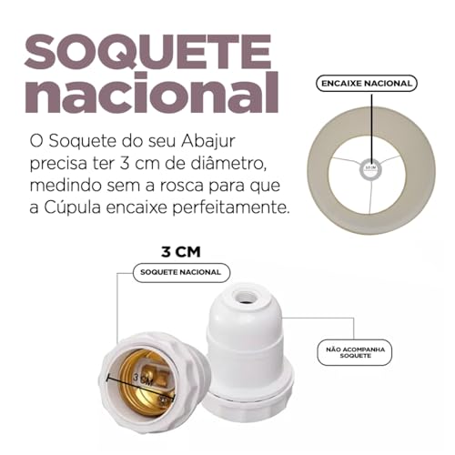 Cúpula Pequena para Abajur 13cm x 08cm x 17cm Tecido Algodão Encaixe Nacional 3,5cm (Bege)