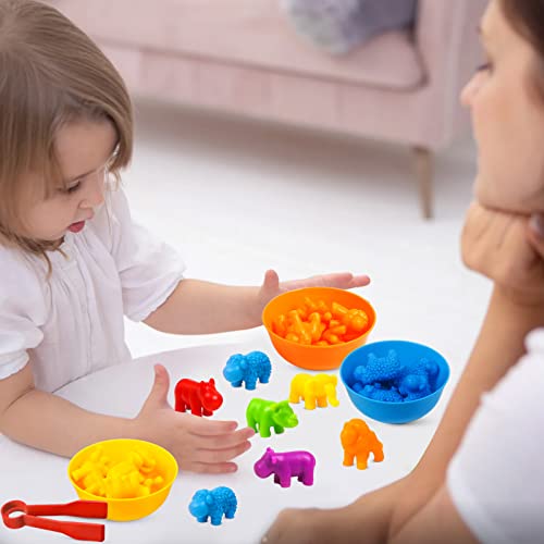 Hoonew Counting Animals Toys Matching Games With Color Sorting Bowls Preschool Learning Activities For Math Montessori Stem Educational Sensory Toys For Kids Aged 3 4 5 Year Old Boys Girls #TOP6