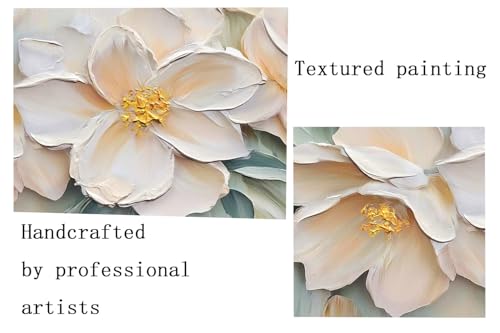 Anolyfi White Textured Flowers Canvas Wall Art for Living Room, Modern Aesthetic Sage Florals Painting Wall Decor for Christmas Gift Hallway Bedroom Dining Room Office Home Decor 40"x20" - Image 6