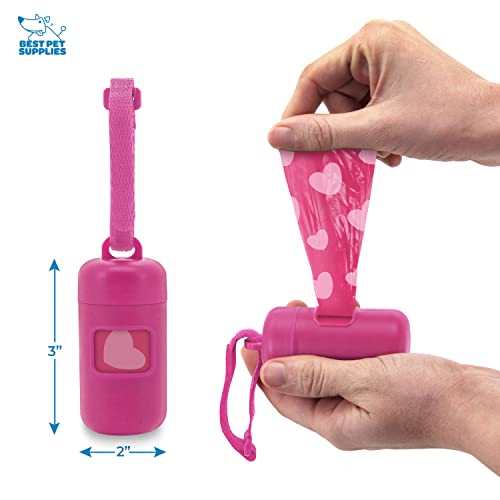 Image of Best Pet Supplies Dog Poop Bag Holder Leash Attachment Reusable Dispenser for Travel, Walking, Park, and Outdoor Use, Durable with Clip-On - Fuchsia, Pack of 2