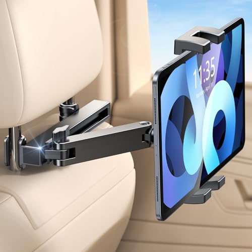 EOIWUY Car Headrest Tablet Mount Holder, [Extension Arm] [360° Rotatable] Back Seat Tablet Car Mount, Road Trip Essentials for Kids, Compatible with iPad, Galaxy Tab and All 4.7-12.9