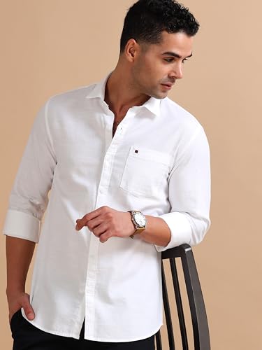Image of COOL COLORS Men's Solid Slim Fit Casual Shirt | Breathable Soft Fabric | Spread Collar | Stylish Modern Comfort | Office, Party, Weekend Essential