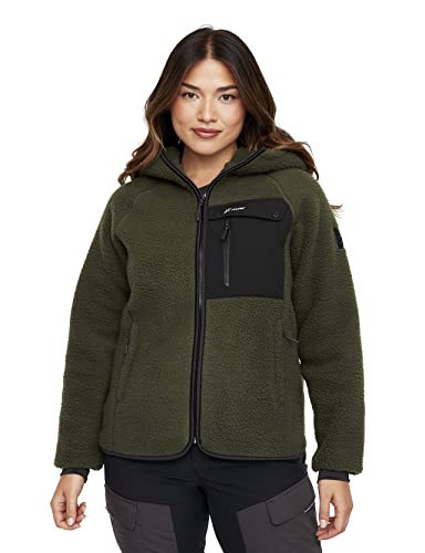 RevolutionRace Sherpa Hoodie für Damen, Outdoor Fleecejacken, Forest Night, XS Cover