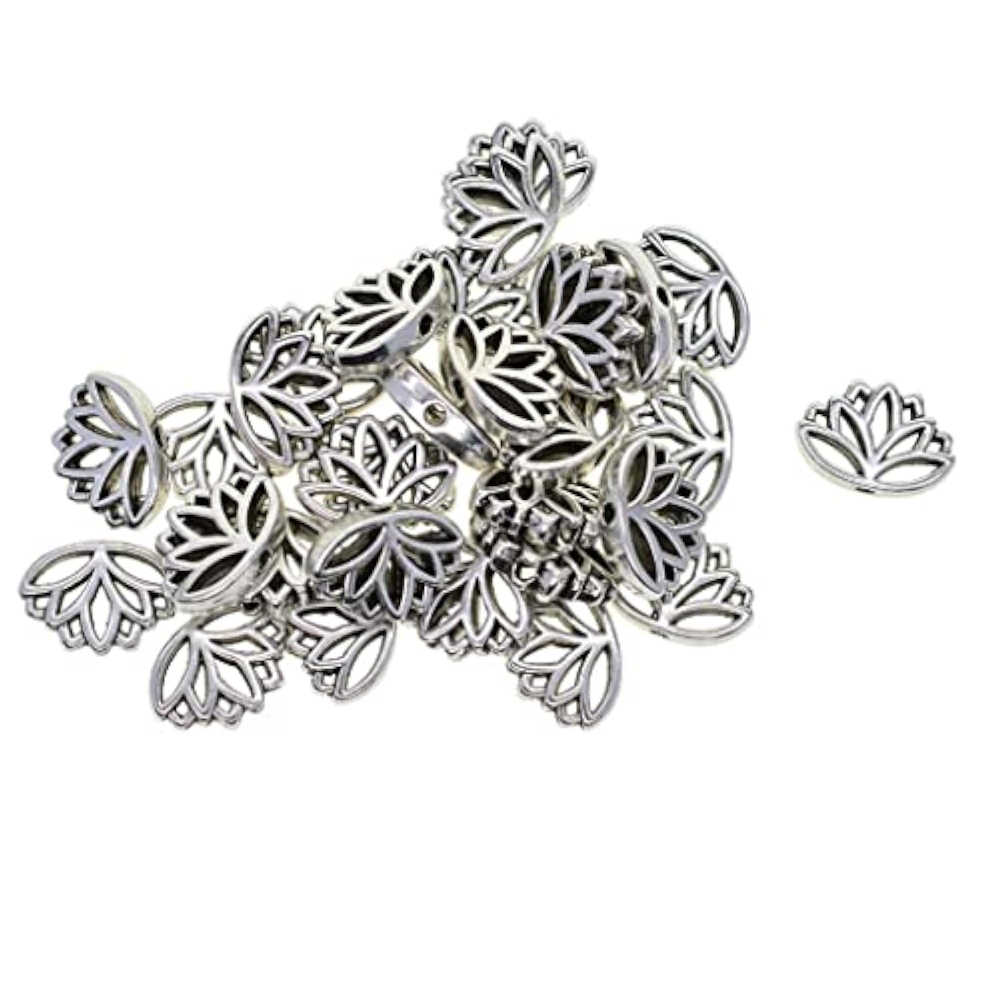 30 Pieces Mini Tibetan Silver Yoga Lotus Shape Beads for DIY