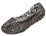 HITCH REAP Women's Jelly Sandals Ballet Shoes Slip On Flats Hollow Out Loafers US Size 9.5 Black