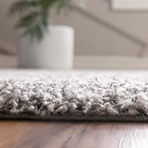Unique Loom Solid Shag Collection Area Rug (2' X 6' 5" Runner, Cloud Gray) #TOP2