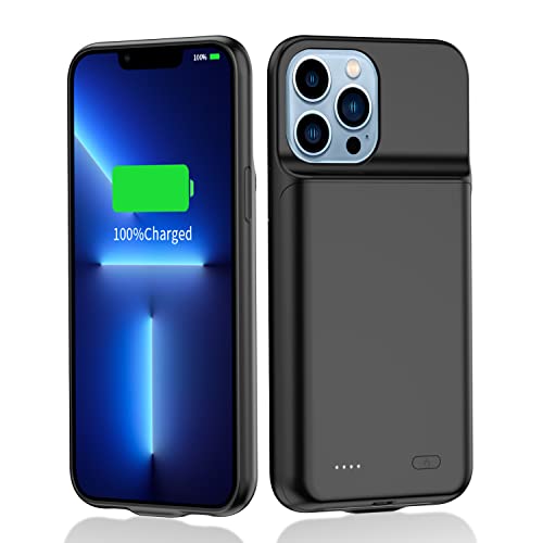 YISHDA Battery Case for iPhone 13 Pro Max, 8 500 mAh bärbart uppladdningsbart laddningsfodral kompatibelt med iPhone 13 Pro Max (6,7 tum, svart)