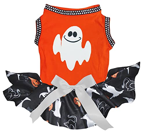 Robe pour chiot Little Ghost orange en taille M pour petit chien - 2