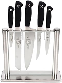 Mercer Culinary M20000 Genesis 6-Piece Forged Knife Set, Tempered Glass Block, Stainless Steel, Black