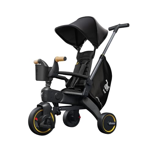 Image of Doona Liki Trike S5, Nitro Black - 5-in-1 Compact, Foldable Tricycle - Suitable for Toddlers 10 to 36 Months