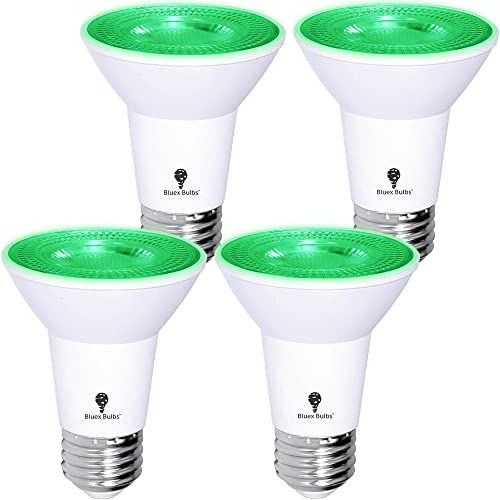 4 Pack BlueX LED PAR20 Flood Green Light Bulb - 8W (65Watt Equivalent) - Dimmable - E26 Base Green LED Lights, Party Decoration, Porch, Home Lighting, Holiday Lighting, Green Flood Light Bulb 4 Pack BlueX LED PAR20 Flood Green Light Bulb - 8W (65Watt Equivalent) - Dimmable - E26 Base Green LED Lights, Party Decoration, Porch, Home Lighting, Holiday Lighting, Green Flood Light Bulb