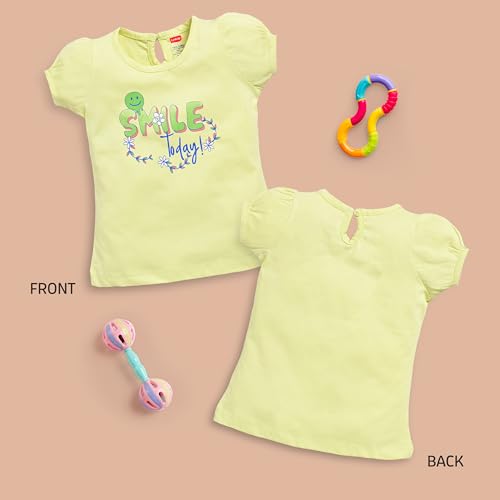 Image of LuvLap Baby Girls Regular Fit 100% Cotton Half Sleeves Girls Top Pack of 5