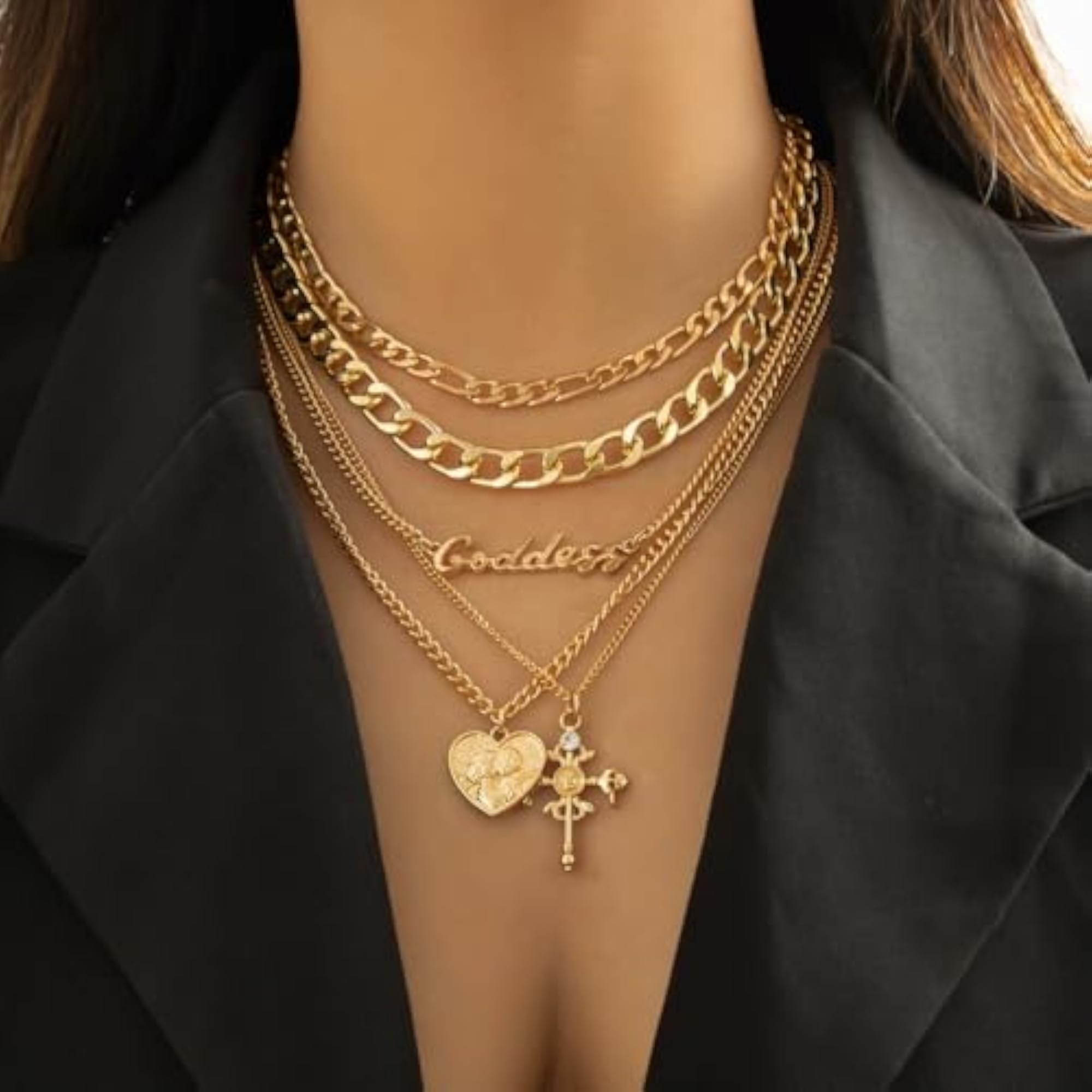 Women's Chunky Gold Link Chain Choker Necklace