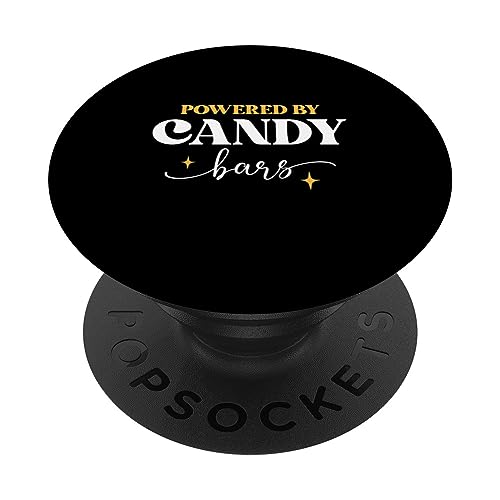 Powered By Candy bars Chocolate Candy bar PopSockets Swappable PopGrip, Black