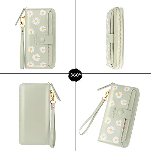 Women Leather Wallet RFID Blocking Zipper Pocket Wallet Card Case Purse with ID Window3